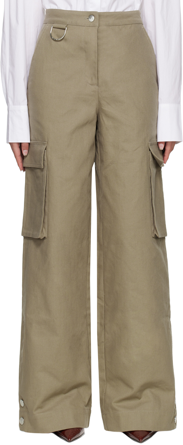 Remain Birger Christensen Tima Organic Cotton-canvas Straight-leg Cargo Trousers In 18-1110 Brindle
