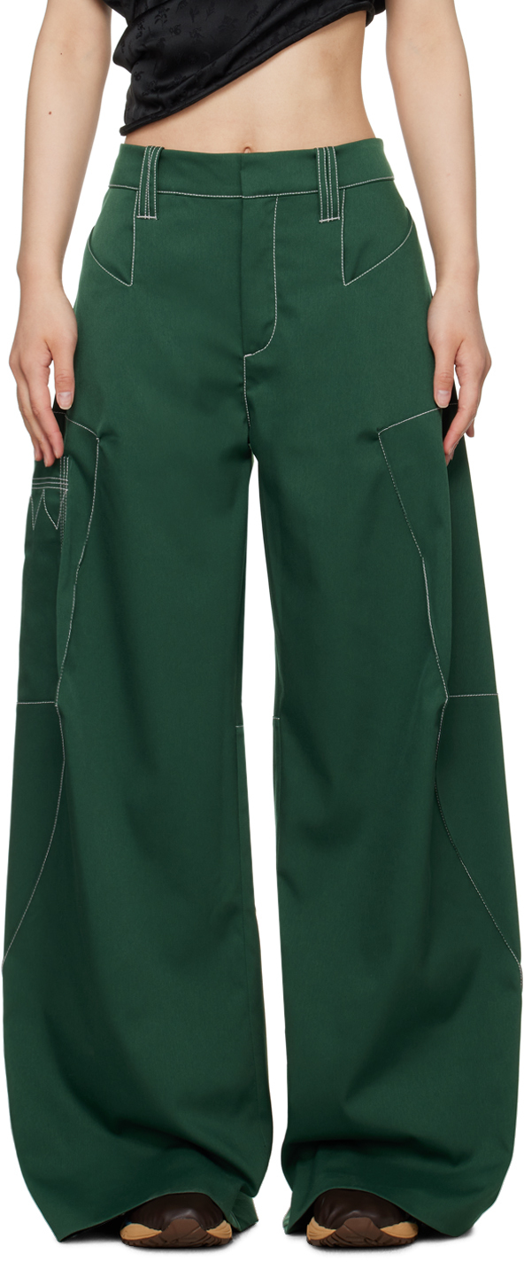 Green Angled Trousers
