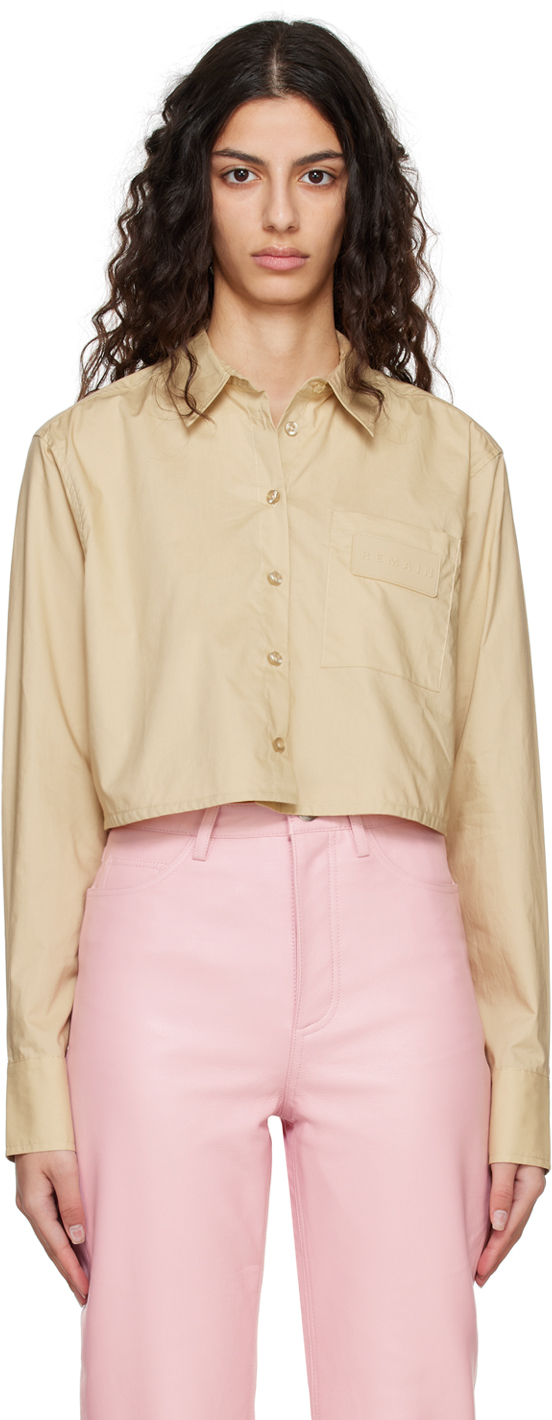 Remain Birger Christensen Beige Cropped Shirt In 15-1116 Safari