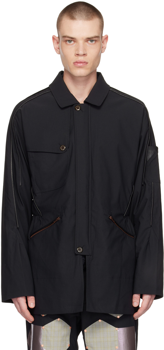 Kiko Kostadinov Mcnamara Uniform Stretch Nylon & Leather Jacket In ...