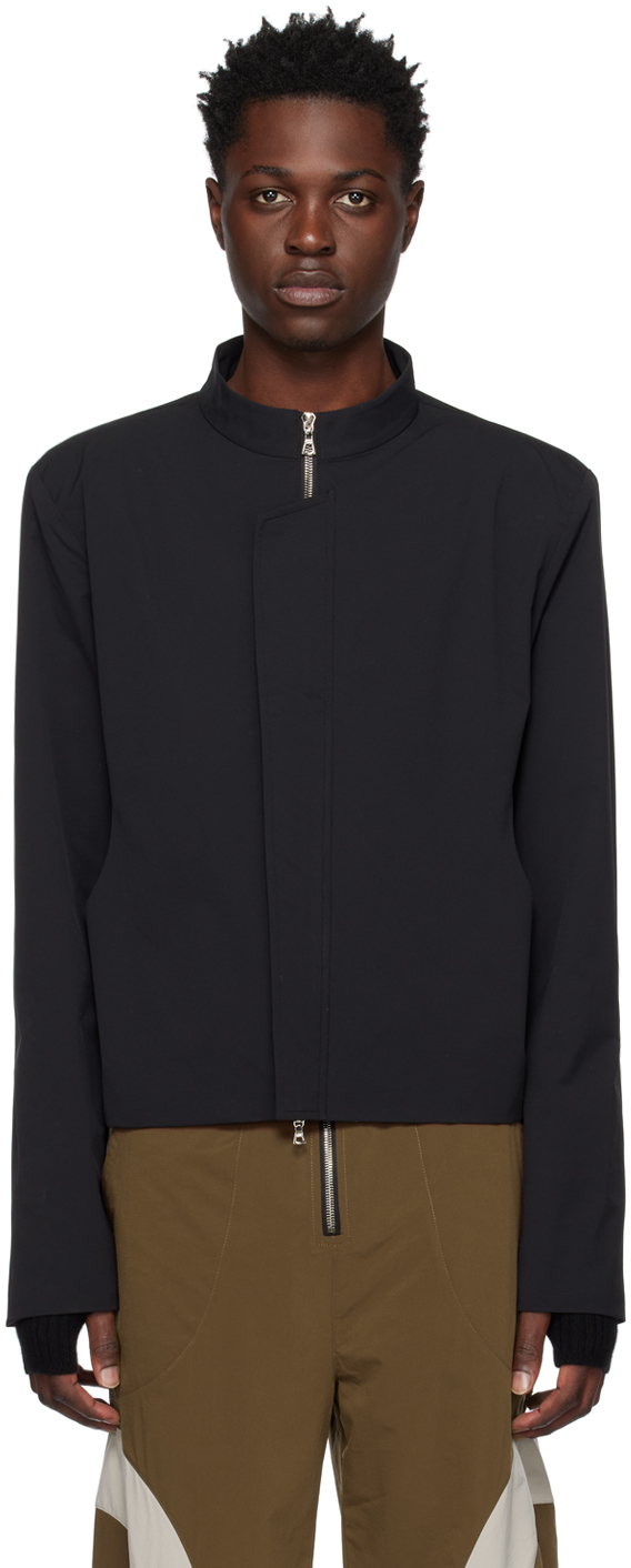 Black Waist Cutout Jacket by Uncertain Factor on Sale