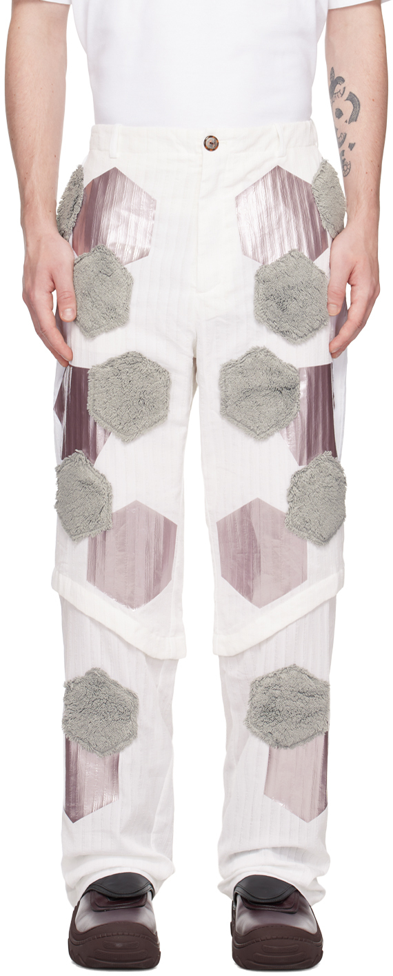 Kiko Kostadinov White Danh Trousers In Frost White/grey