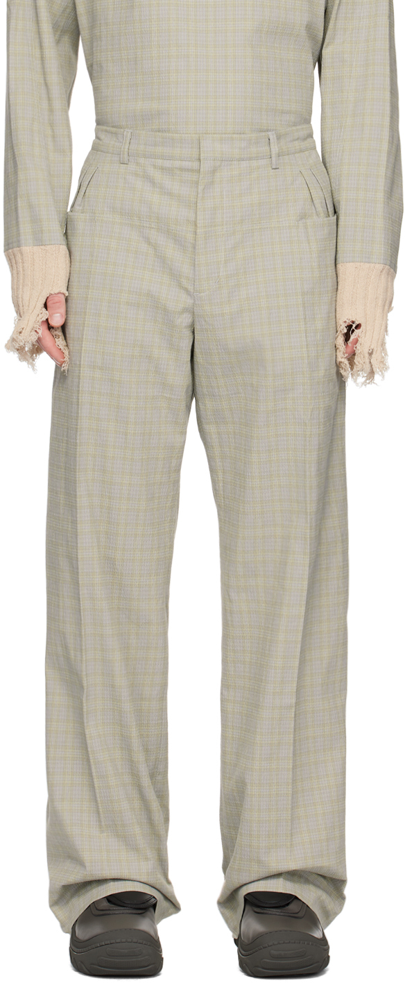 Grey Orma Check Print Reversible Trousers