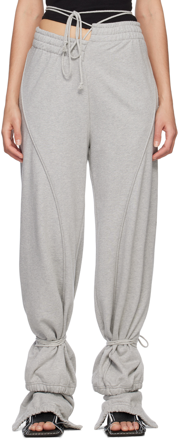 SRVC: Gray Asymmetric Lounge Pants | SSENSE UK
