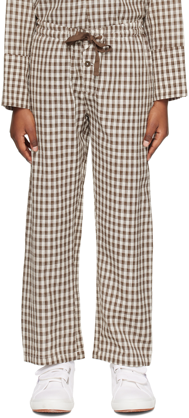 Shop Caramel Kids Brown Ficus Trousers In S23cc Check Chocolat