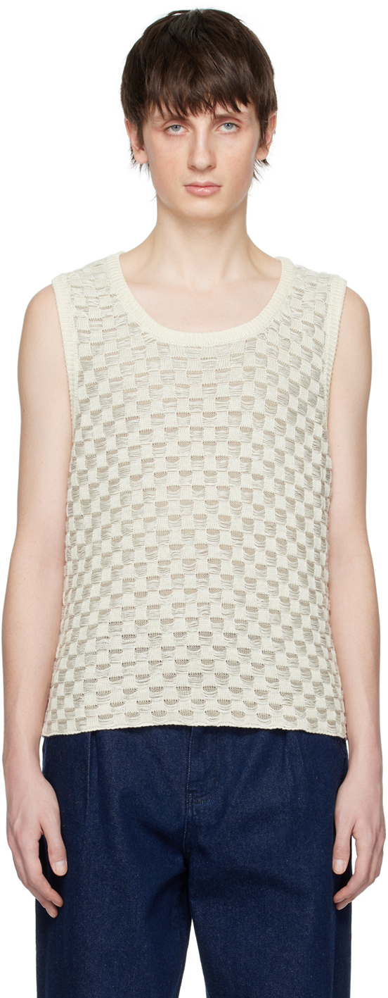Schnayderman’s Off-white Check Tank Top In Beige And White