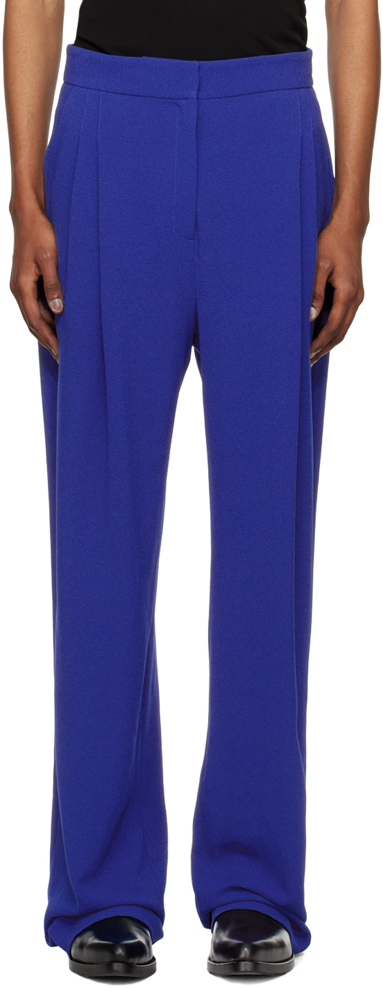 Arturo Obegero Ssense Exclusive Blue Trousers In Midnight Blue Crepe