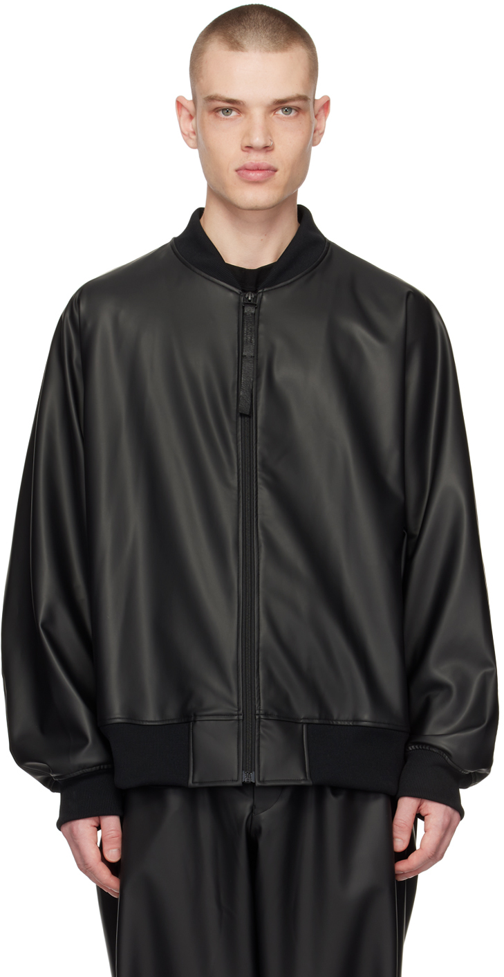 N.hoolywood Black Zip-up Faux-leather Bomber Jacket | ModeSens