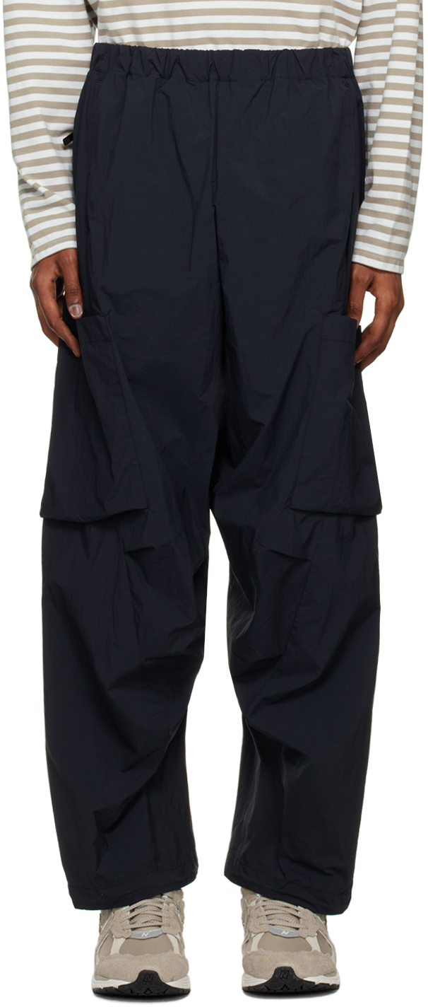 Black Easy Cargo Pants by N.Hoolywood on Sale