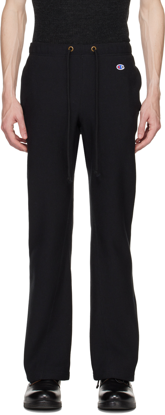 Black Champion Edition Lounge Pants by N.Hoolywood on Sale
