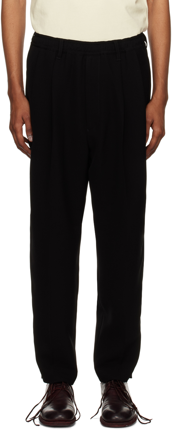 N.Hoolywood: Black Pleated Trousers | SSENSE