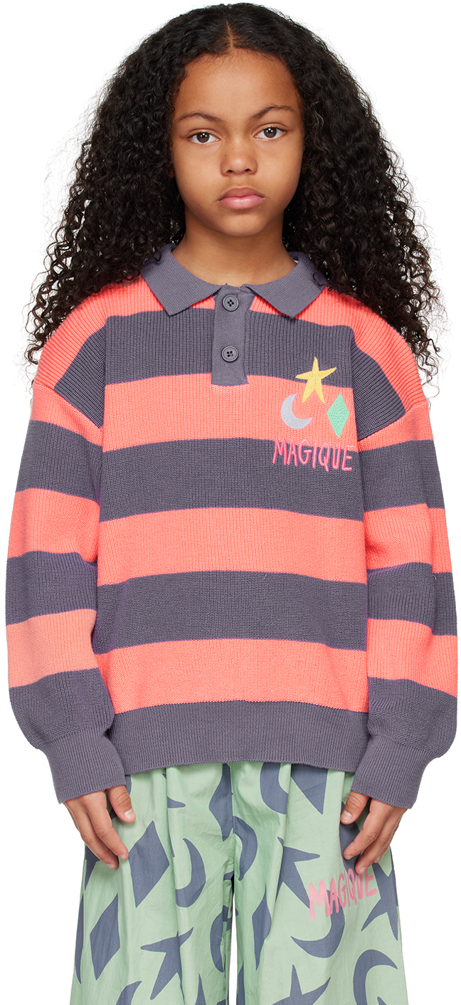 Jellymallow Ssense Exclusive Kids Pink & Blue 'magique' Polo In Navy