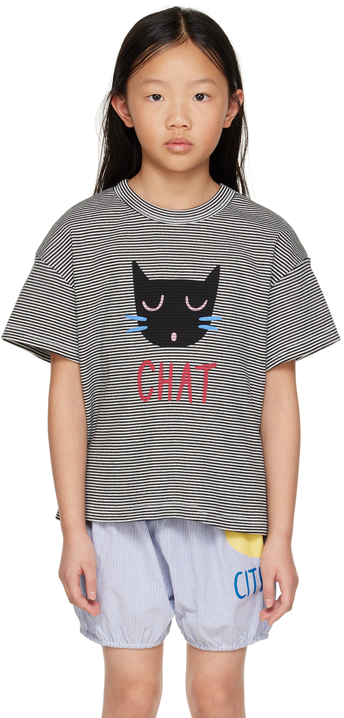 JELLYMALLOW KIDS BLACK 'CHAT' T-SHIRT