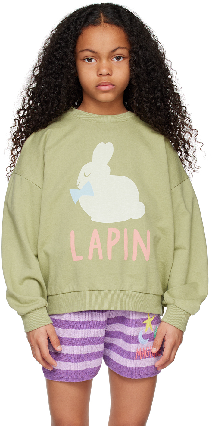 Jellymallow Lapin Printed Cotton Sweatshirt In Khaki