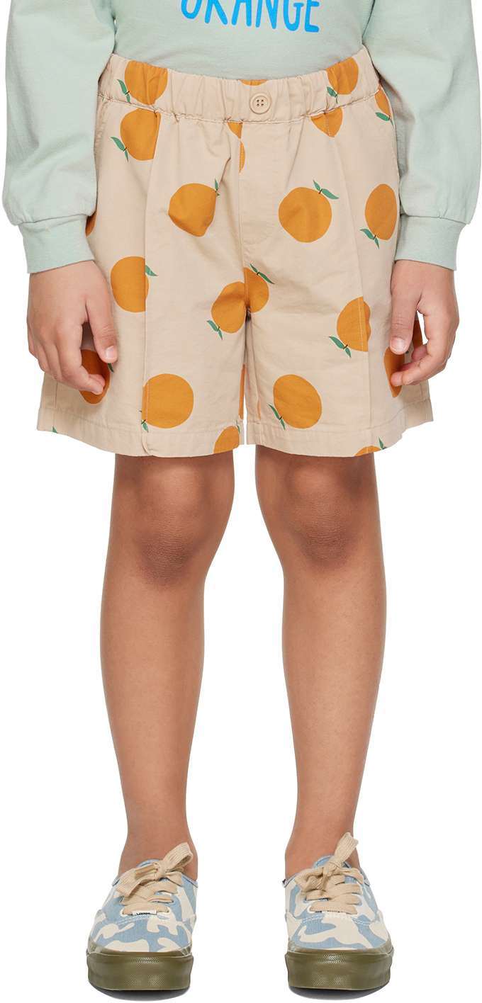 JELLYMALLOW KIDS BEIGE ORANGE SHORTS