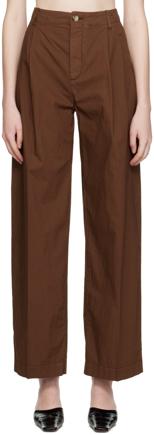 Hope Brown Lungo Trousers In Spicy Brown Cotton