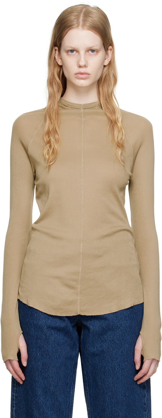Hope Taupe Fence Long Sleeve T-shirt In Chinchilla Beige Sof