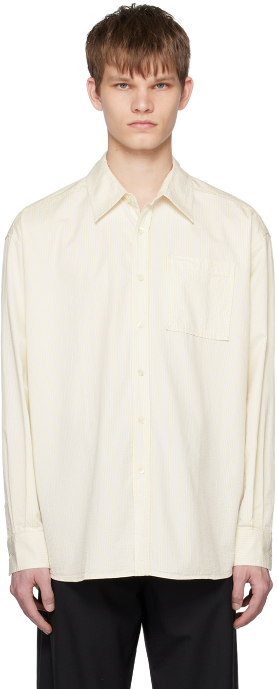 Hope Off-white Lift Shirt In Ecru Seersucker