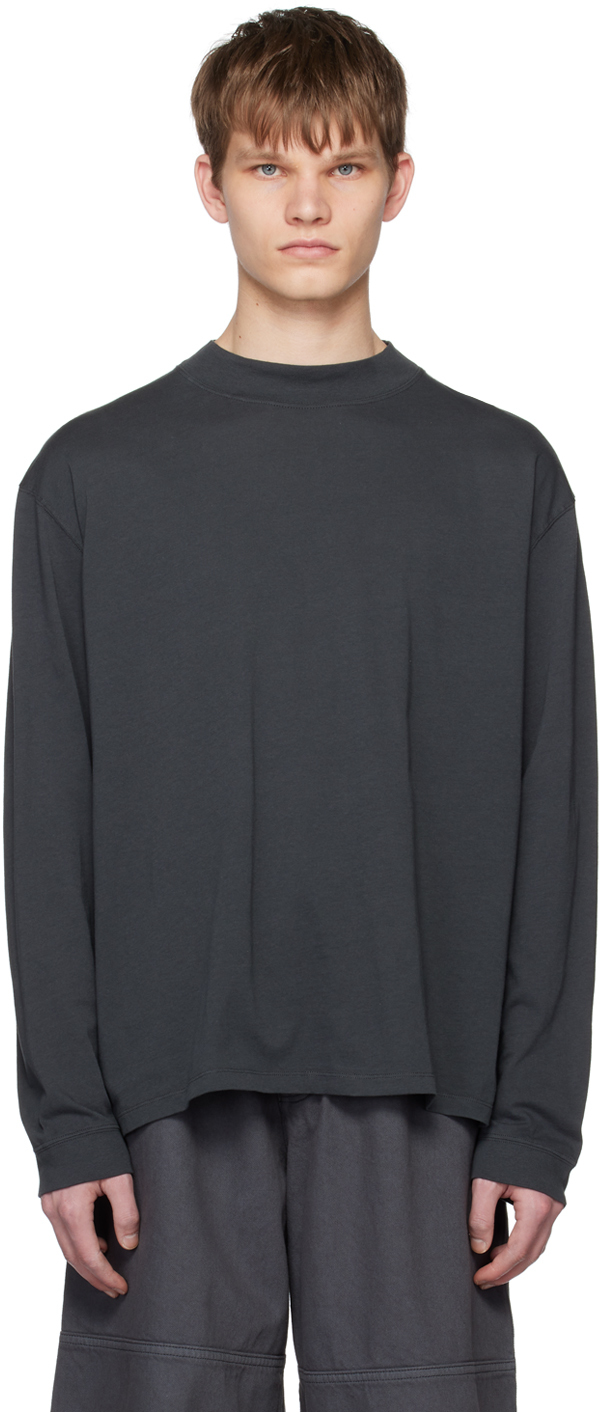 Hope Black Relaxed Long Sleeve T-shirt In Faded Black Jersey