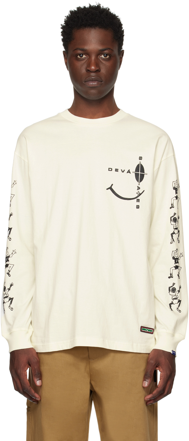 Off-White Printed Long Sleeve T-Shirt by DEVÁ STATES on Sale