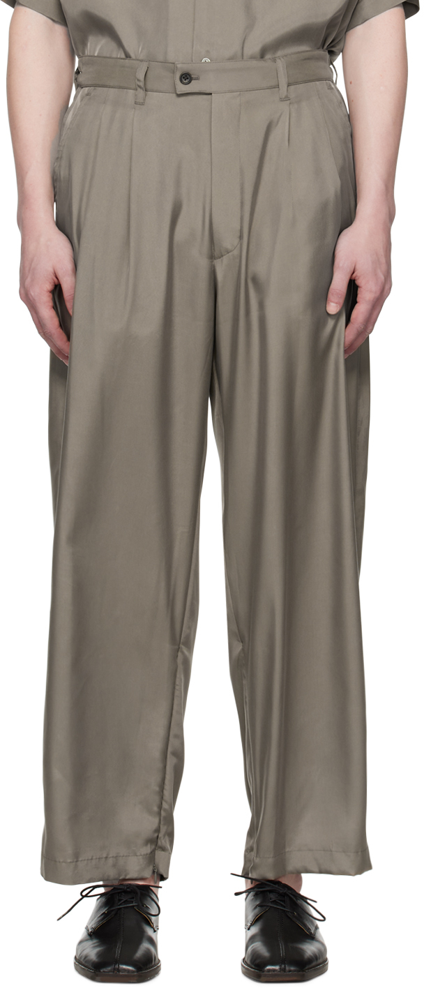 Stein Khaki Wide Easy Trousers In G. Khaki | ModeSens