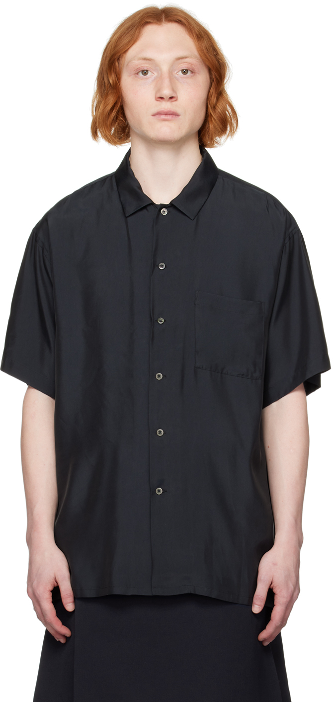 Stein Black Oversized Open Collar Shirt | ModeSens