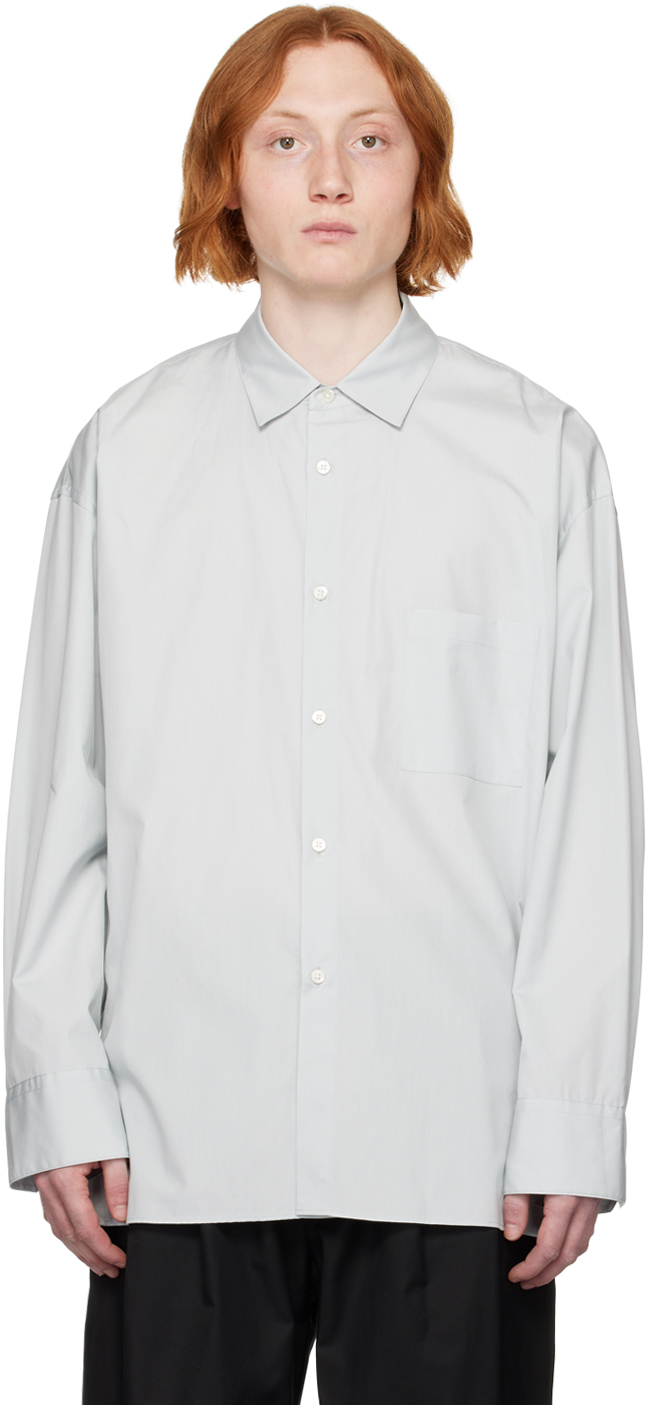 Stein Blue Oversized Down Pat Shirt In Lt. Blue Grey | ModeSens