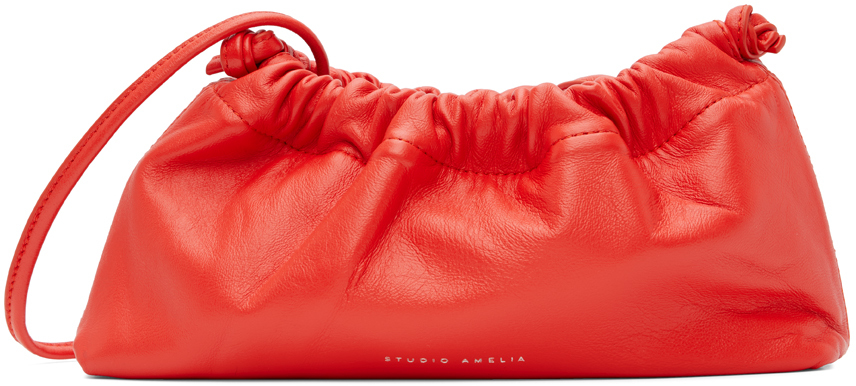Studio Amelia Red Mini Drawstring Bag In Lobster Red