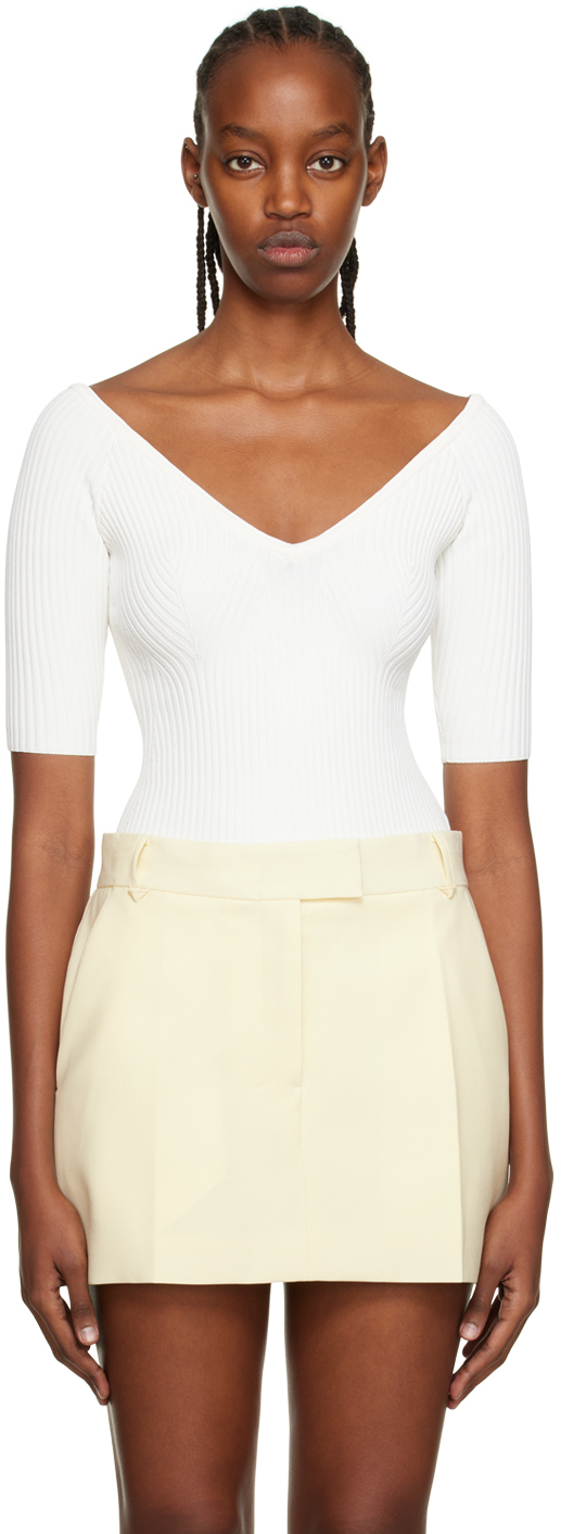 Camilla And Marc Off-white Delfina Cold Shoulder Bodysuit In Ivory
