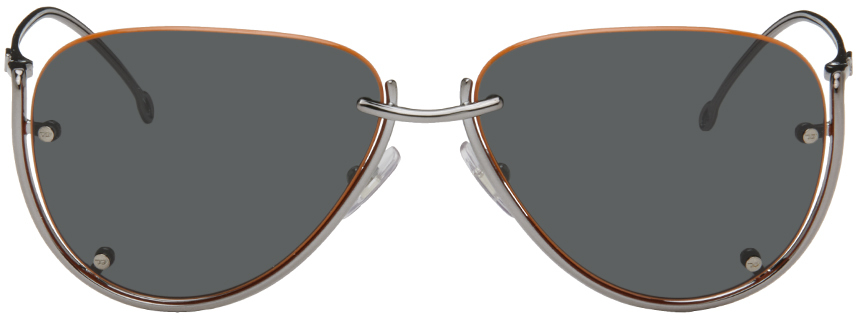 Diesel Ssense Exclusive Gunmetal Sunglasses In Shiny Gunmetal