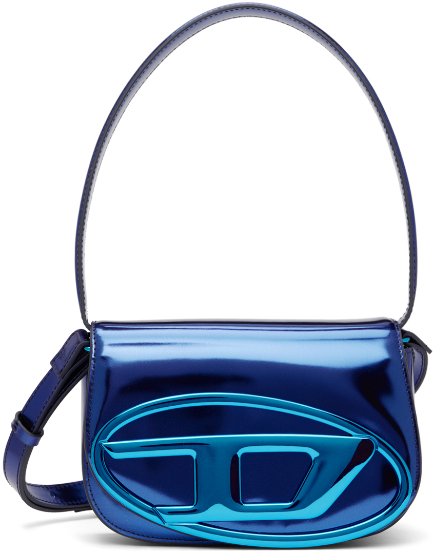 Blue 1DR metallic-leather shoulder bag, Diesel