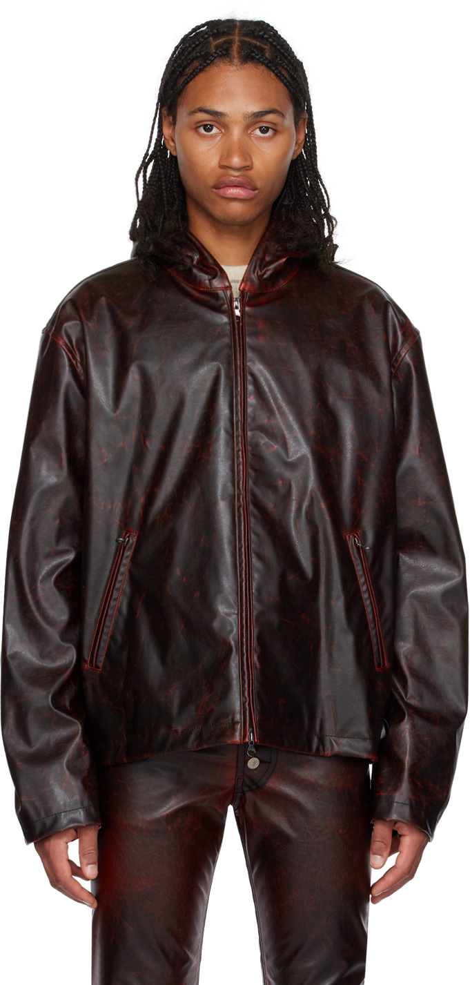Diesel Burgundy J-ram Faux-leather Jacket In 40y