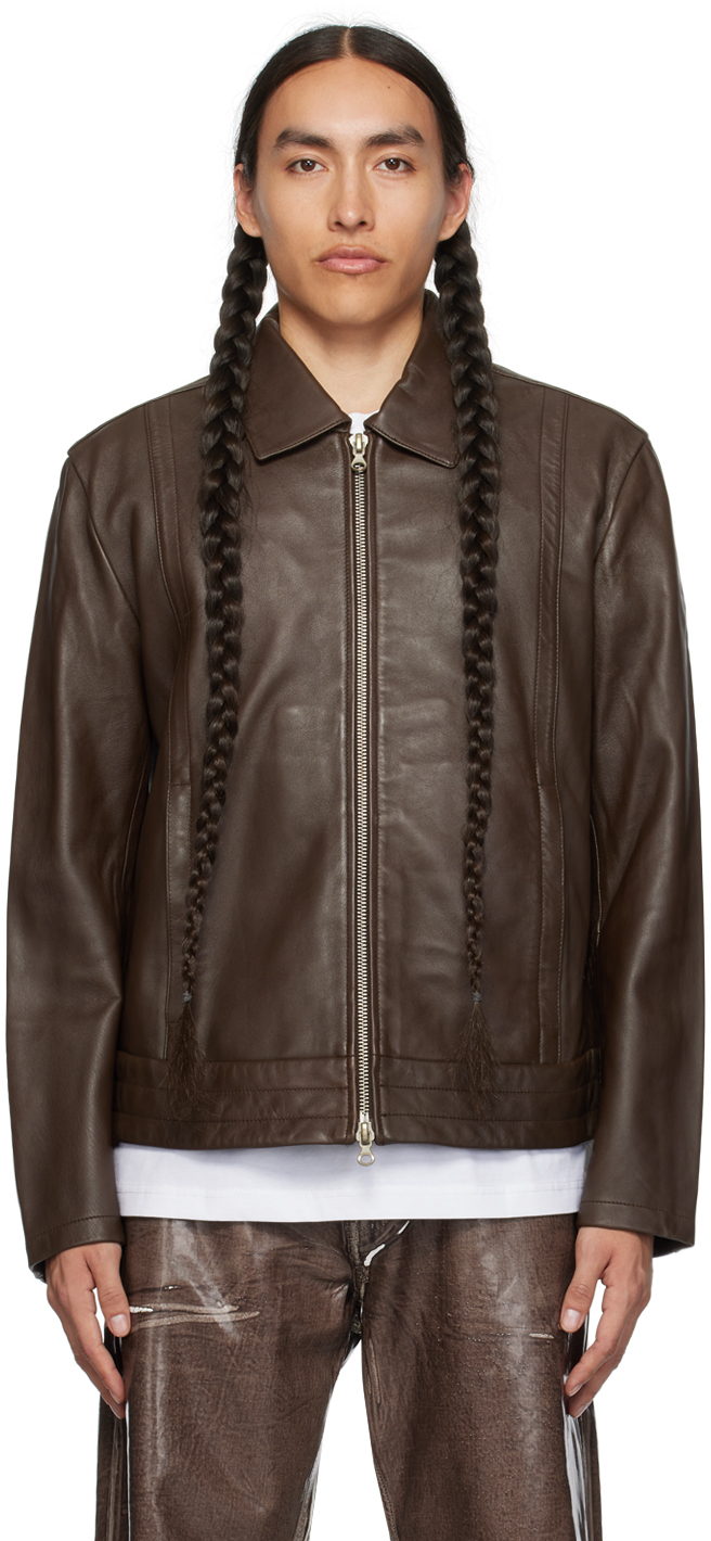Diesel Brown L-hudson Leather Jacket In 7bb