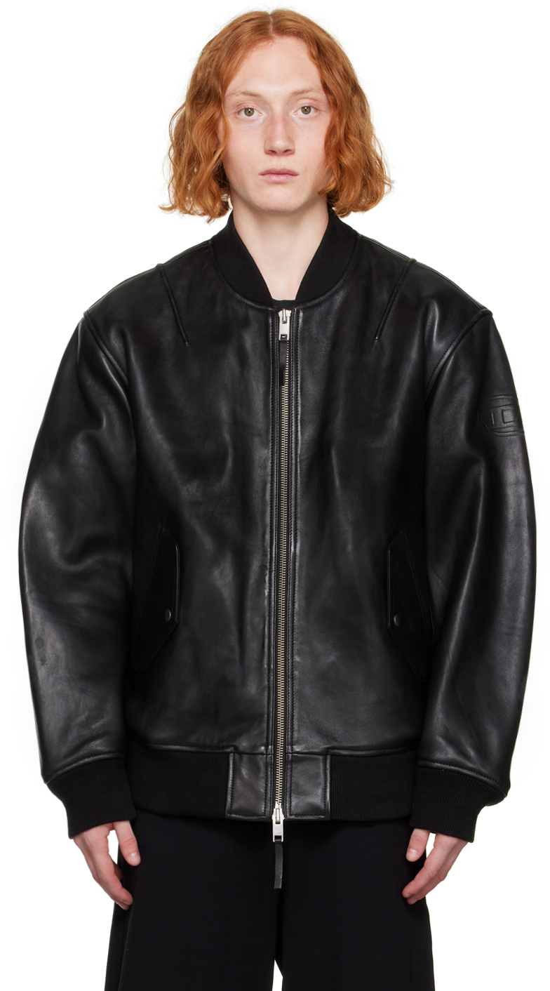Diesel: Black L-Pritts Leather Jacket | SSENSE