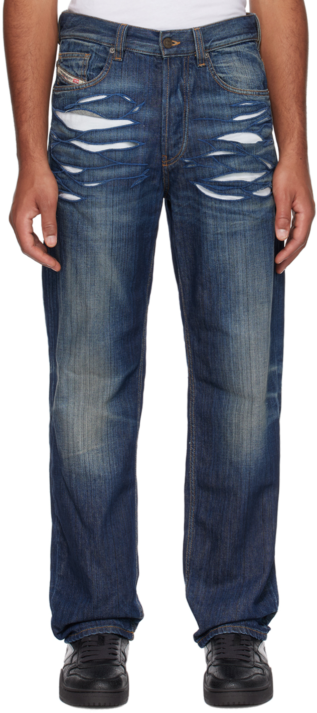 Diesel Men's D Macs Fsd4 Distressed Straight-leg Jeans In Denim