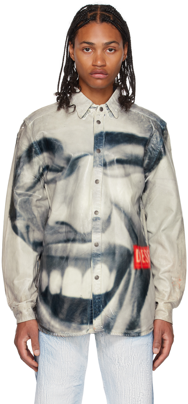 Shop Diesel Gray D-simply-fsd Denim Shirt In E1359