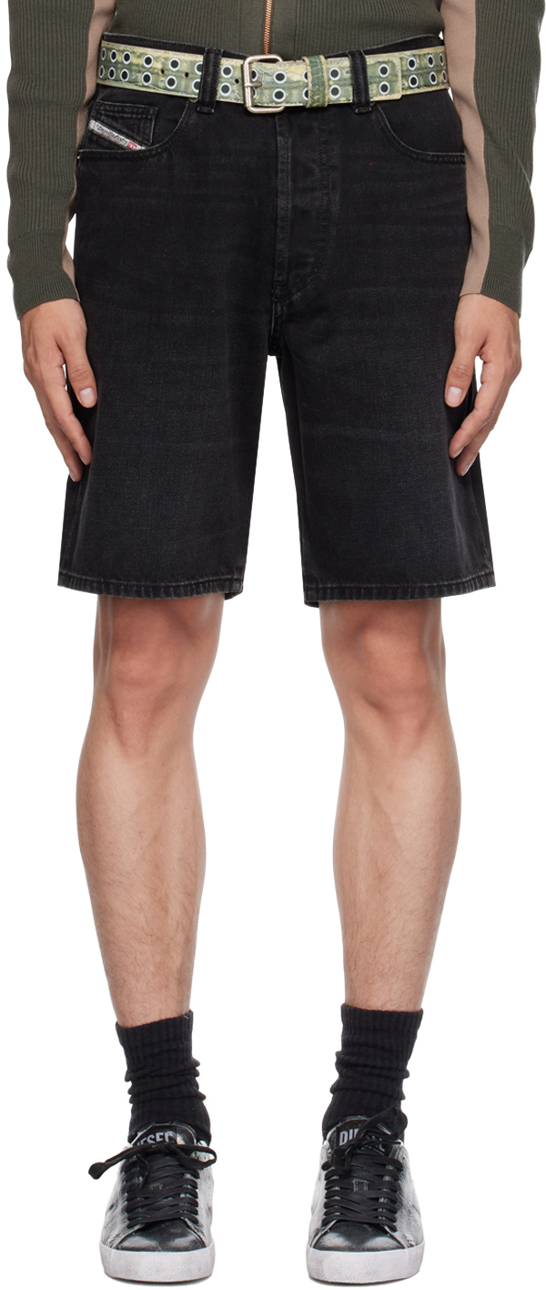Black Regular Denim Shorts