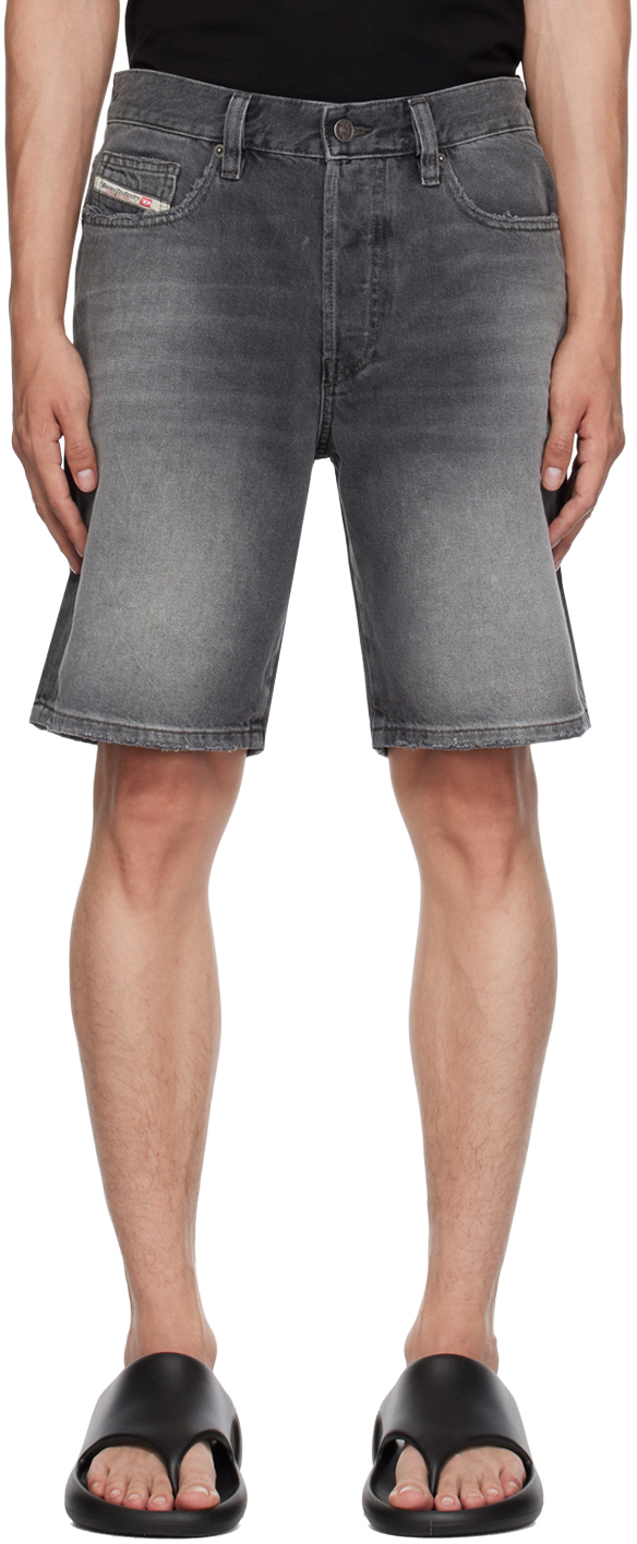 Shop Diesel Gray Regular Denim Shorts In 02