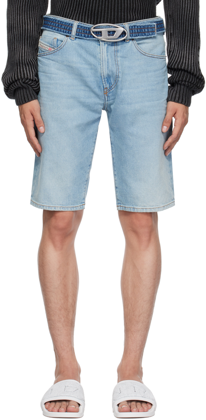 Blue Slim Denim Shorts