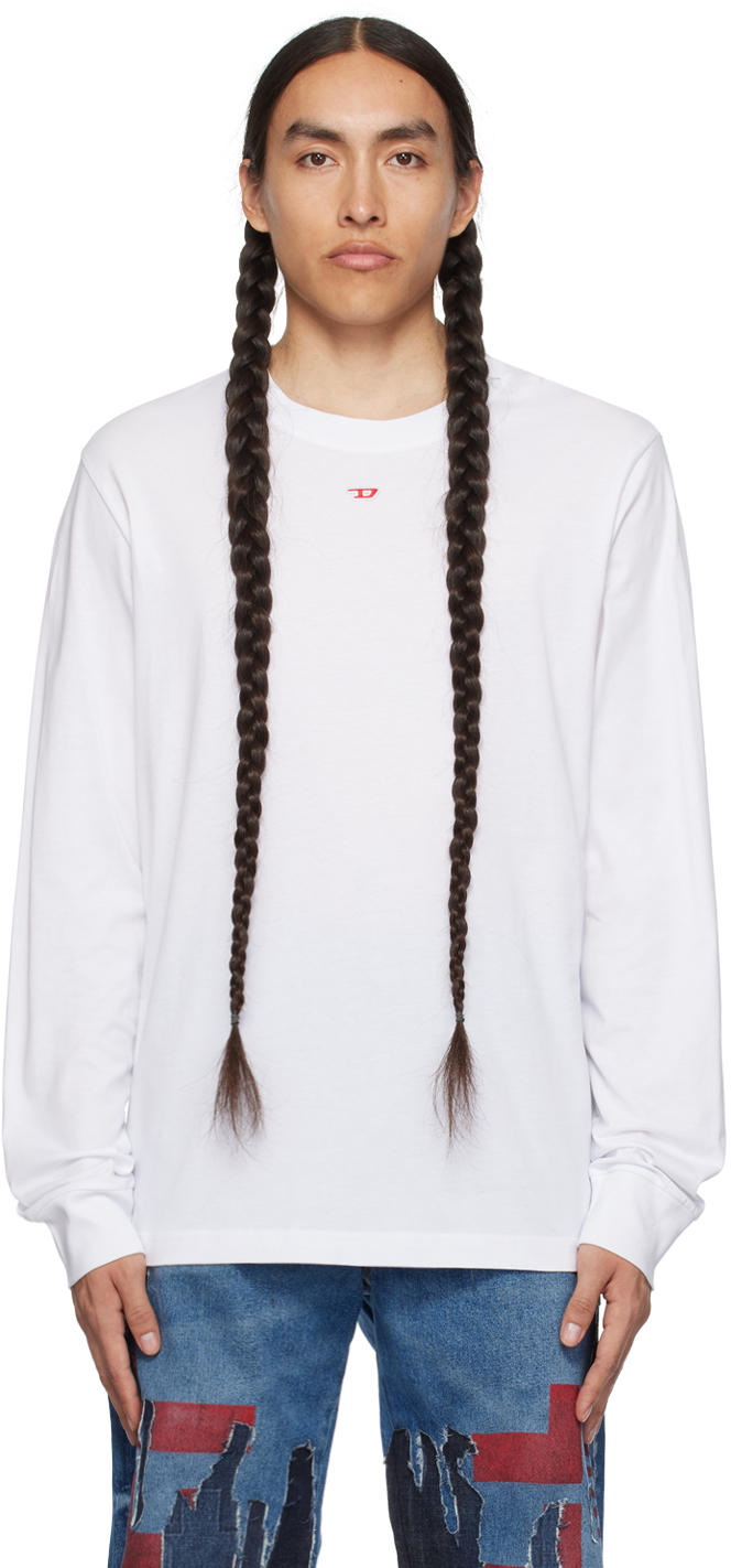Diesel White T-just-ls-d Long Sleeve T-shirt In 100