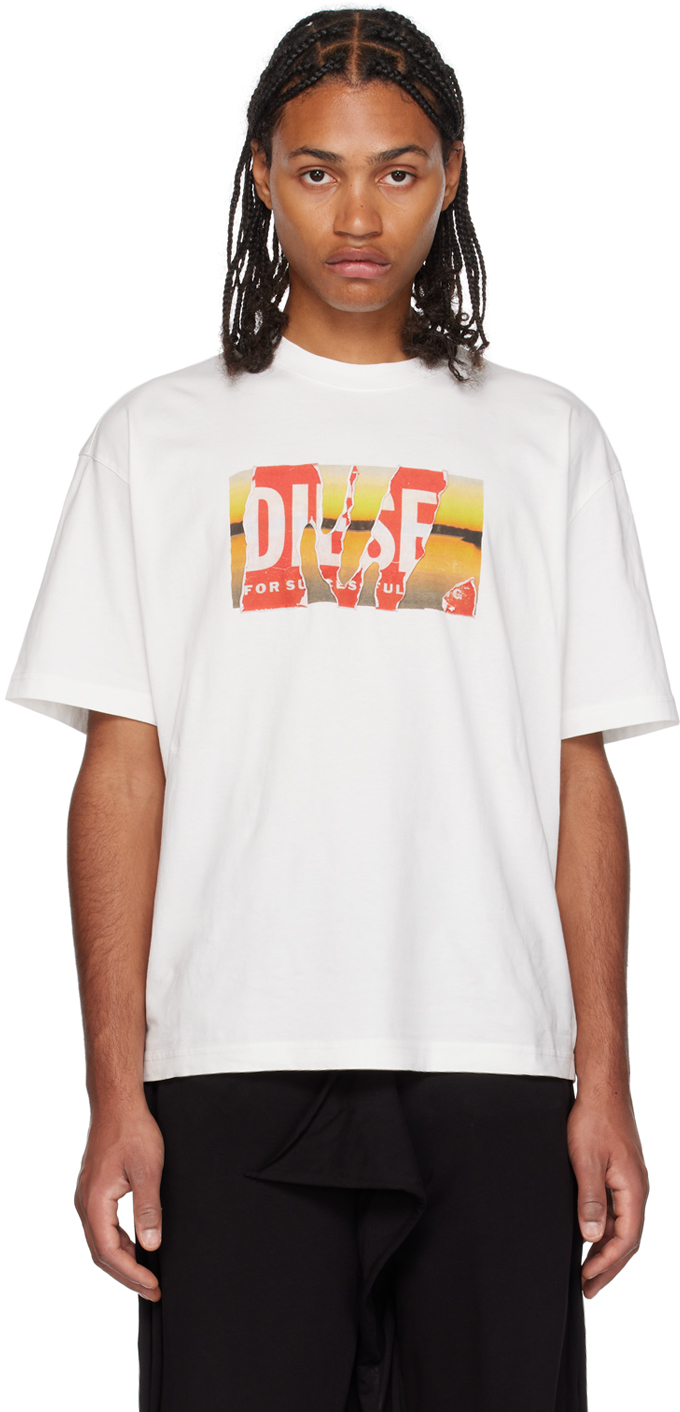 Shop Diesel White T-wash-poff-l1 T-shirt In 141
