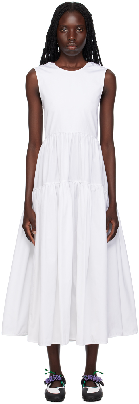Shop Cecilie Bahnsen White Ruth Midi Dress In 1 White