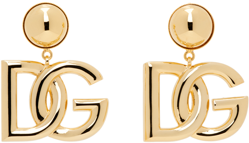 Gold 'DG' Logo Clip-On Earrings