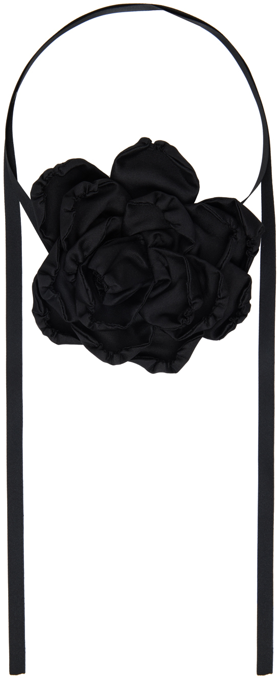 Dolce & Gabbana Black Floral Necklace In N0000 Nero