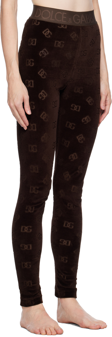 Dolce & Gabbana Brown Monogram Leggings