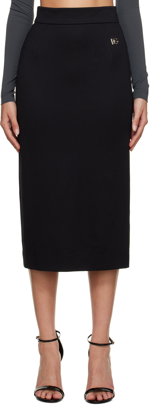 Shop Dolce & Gabbana Black Milano Midi Skirt In N0000 Nero