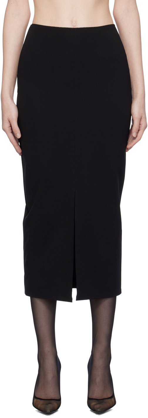 Dolce&Gabbana: Black Vented Midi Skirt | SSENSE