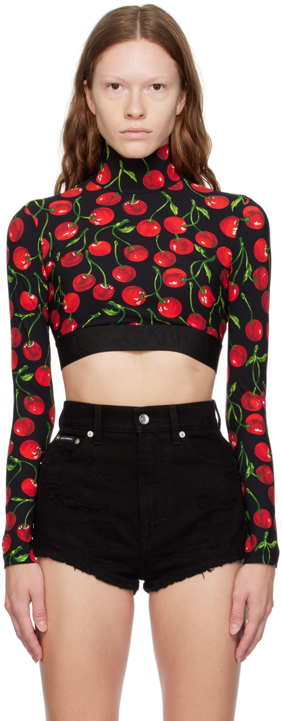 Shop Dolce & Gabbana Black & Red Cherry Turtleneck In Hn4iy Red