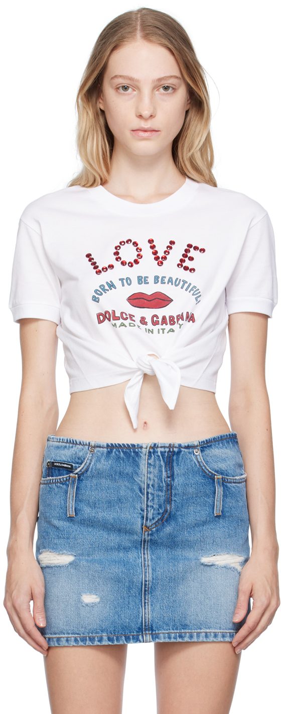 Dolce & Gabbana White Cropped T-Shirt
