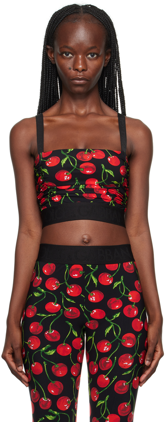 DOLCE & GABBANA BLACK PRINTED TANK TOP